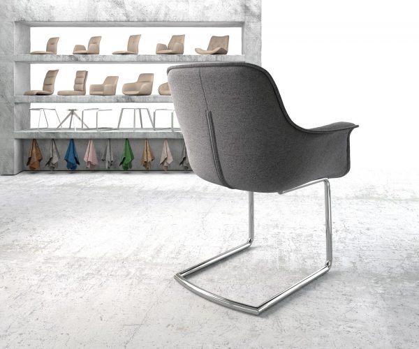 Otočná židle Kaira-Flex Textured Fabric Light Grey Cantilever Round Chrome - Image 3