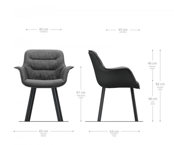Jídelní židle Kaira-Flex černá pravá kůže oválná podnož z nerezové oceli - Image 5