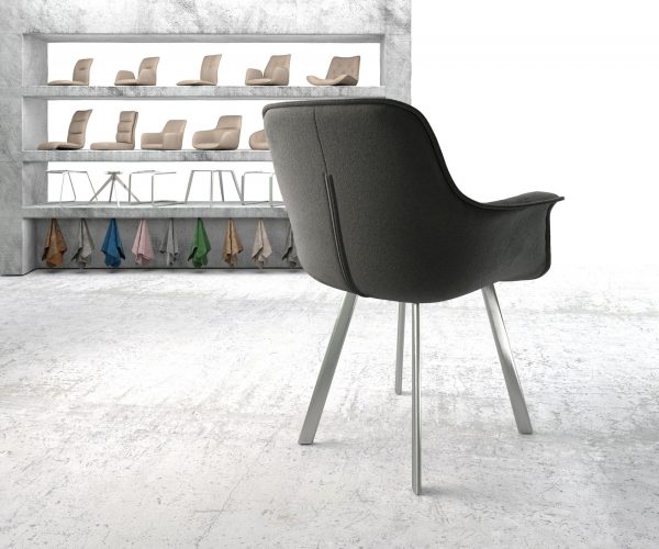 Jídelní židle Kaira-Flex Textured Fabric Anthracite 4-nohý ovál z nerezové oceli - Image 3