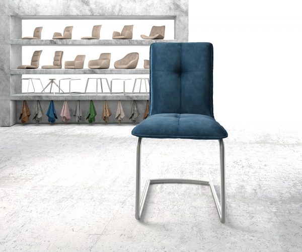 Otočná židle Maddy-Flex Velvet Blue Cantilever Round z nerezové oceli - Image 2