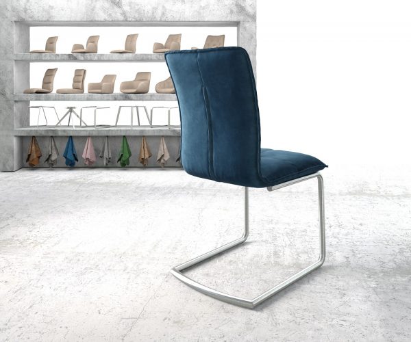 Otočná židle Maddy-Flex Velvet Blue Cantilever Round z nerezové oceli - Image 3