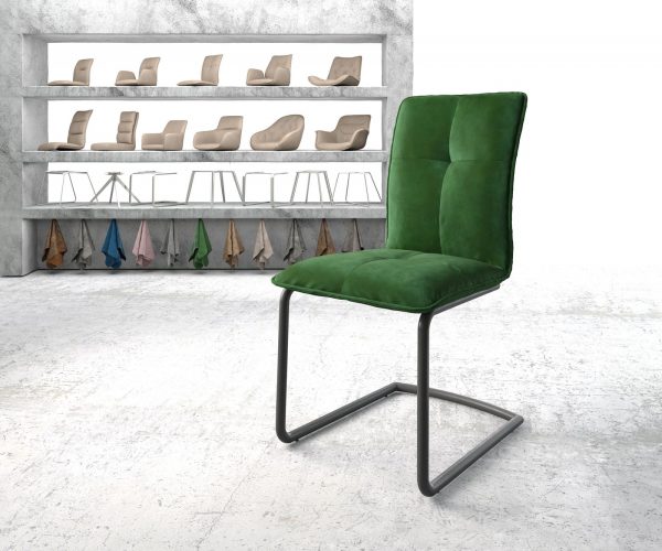 Otočná židle Maddy-Flex Velvet Green Cantilever Round Black