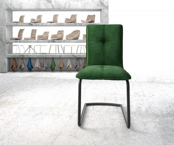 Otočná židle Maddy-Flex Velvet Green Cantilever Round Black - Image 2