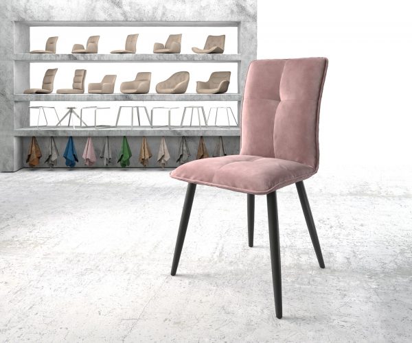 Jídelní židle Maddy-Flex Velvet Rosé 4-nohá kónická černá