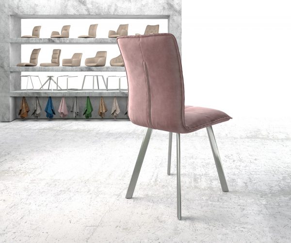 Jídelní židle Maddy-Flex Velvet Rosé 4-nohá oválná nerezová ocel - Image 3