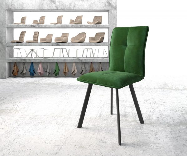 Jídelní židle Maddy-Flex Velvet Green 4-nohá oválná černá