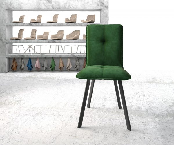 Jídelní židle Maddy-Flex Velvet Green 4-nohá oválná černá - Image 2