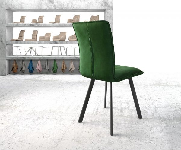 Jídelní židle Maddy-Flex Velvet Green 4-nohá oválná černá - Image 3