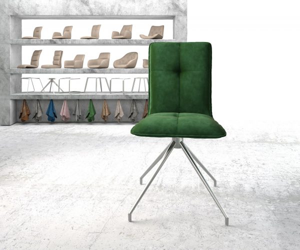 Otočná židle Maddy-Flex Velvet Green Křížový rám z nerezové oceli 180° otočná - Image 2