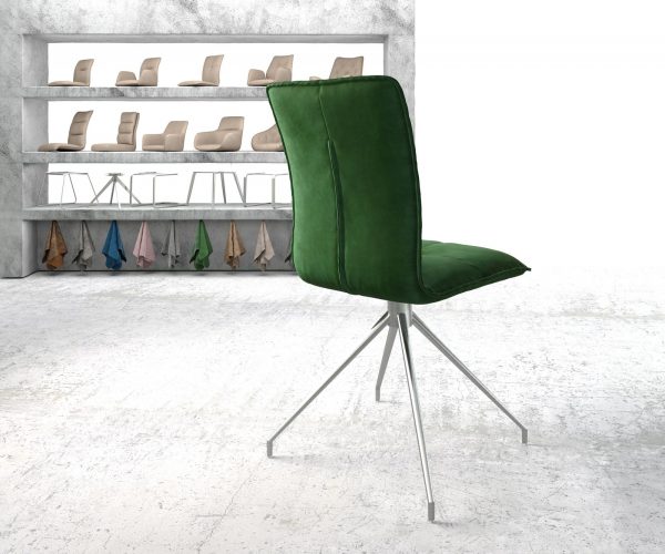 Otočná židle Maddy-Flex Velvet Green Křížový rám z nerezové oceli 180° otočná - Image 3