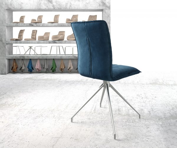 Otočná židle Maddy-Flex Velvet Blue Cross Frame Conical Stainless Steel 180° Swivel - Image 3
