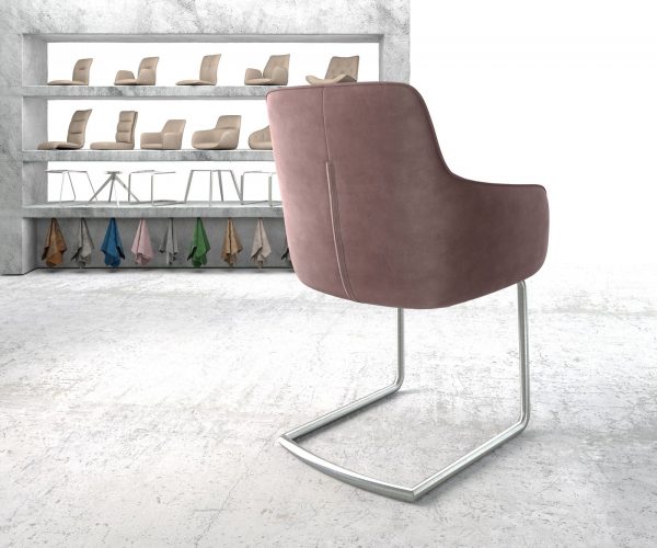 Jídelní židle Pejo-Flex Rosé Samet Cantilever Round z nerezové oceli - Image 3