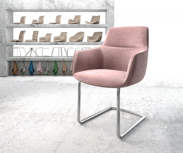 Jídelní židle Pejo-Flex Rosé Samet Cantilever Round chromovaná