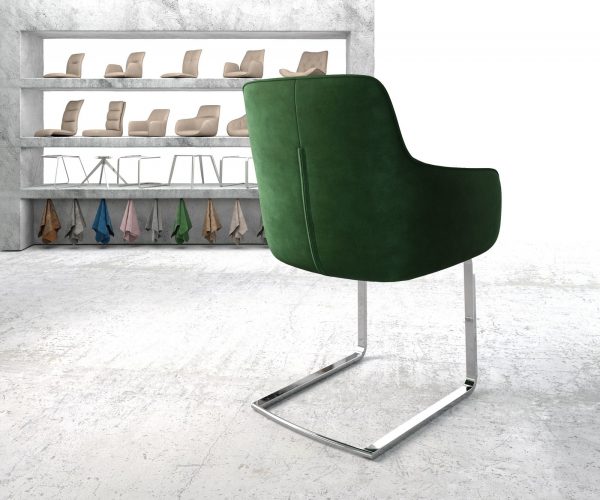 Jídelní židle Pejo-Flex Zelená Samet Cantilever Flat Chrome-plated - Image 3