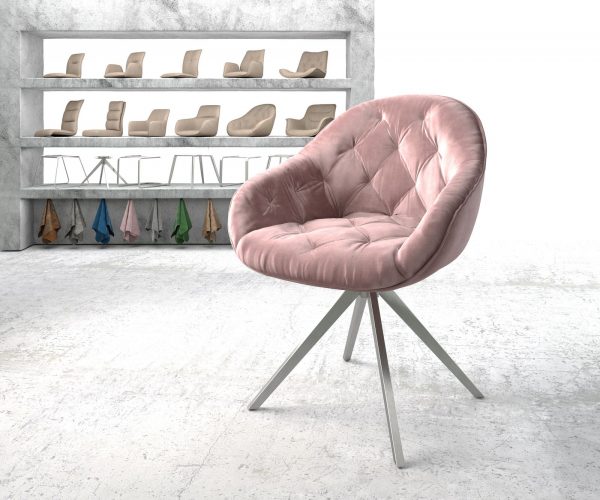 Otočná židle Gaio-Flex Rosé Samet Křížový rám lemovaný nerezovou ocelí