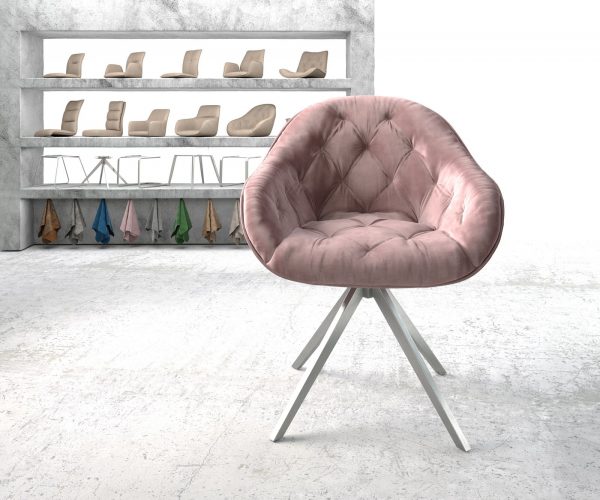 Otočná židle Gaio-Flex Rosé Samet Křížový rám lemovaný nerezovou ocelí - Image 2