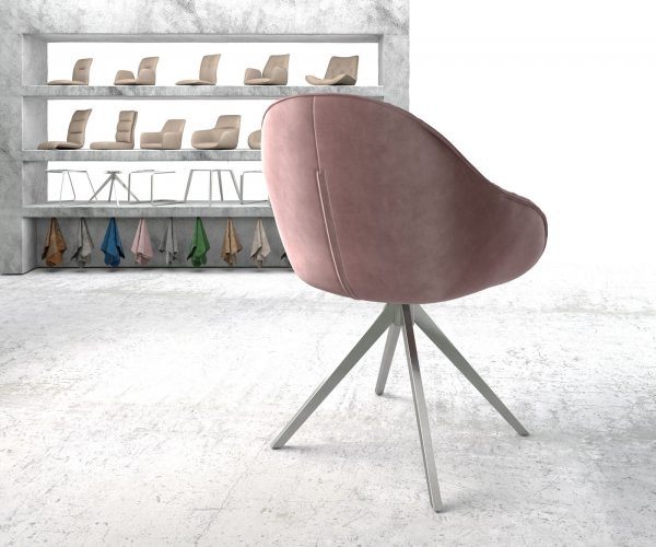 Otočná židle Gaio-Flex Rosé Samet Křížový rám lemovaný nerezovou ocelí - Image 3