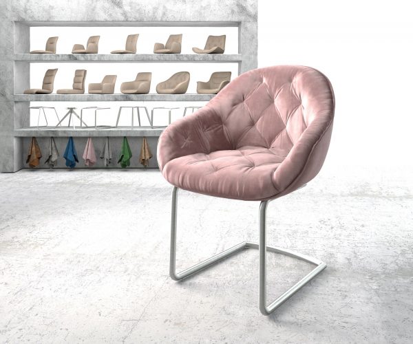 Křeslo Gaio-Flex Rosé Samet Cantilever Round z nerezové oceli