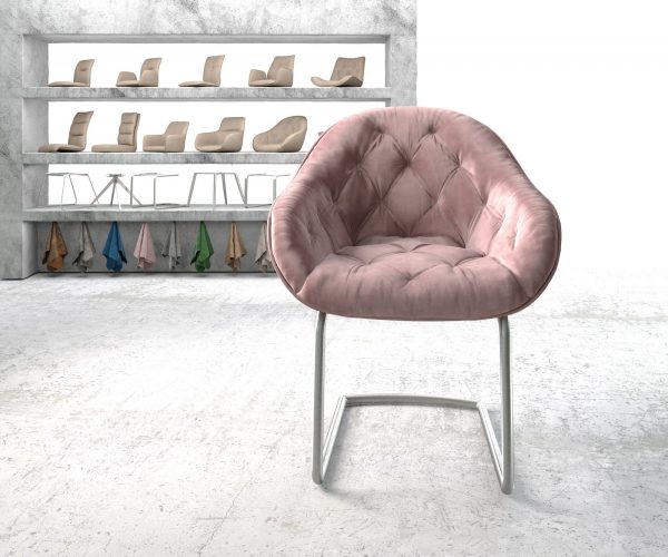 Křeslo Gaio-Flex Rosé Samet Cantilever Round z nerezové oceli - Image 2