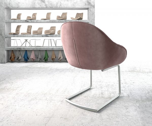 Křeslo Gaio-Flex Rosé Samet Cantilever Round z nerezové oceli - Image 3