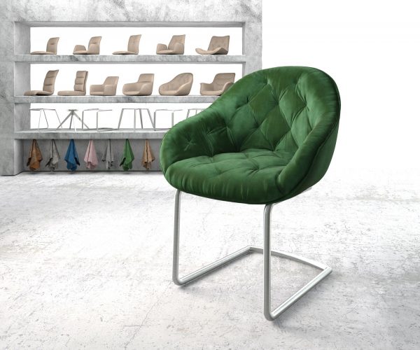Křeslo Gaio-Flex Zelená Samet Cantilever Round z nerezové oceli