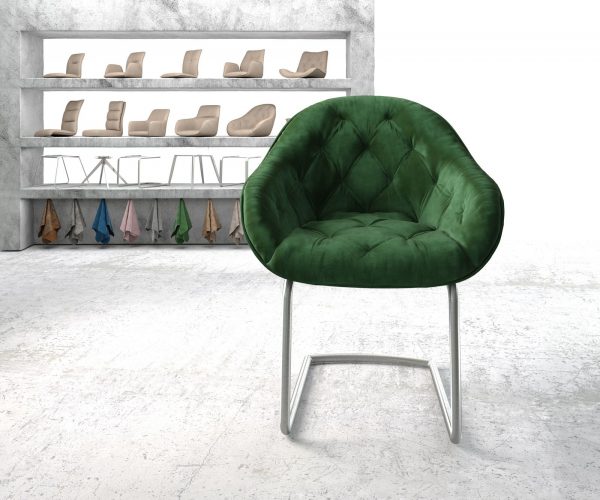 Křeslo Gaio-Flex Zelená Samet Cantilever Round z nerezové oceli - Image 2