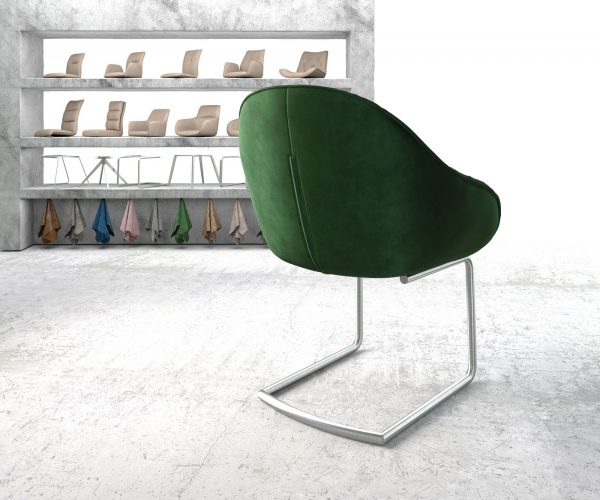 Křeslo Gaio-Flex Zelená Samet Cantilever Round z nerezové oceli - Image 3