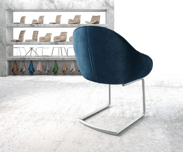 Křeslo Gaio-Flex Modrá Samet Cantilever Round z nerezové oceli - Image 3