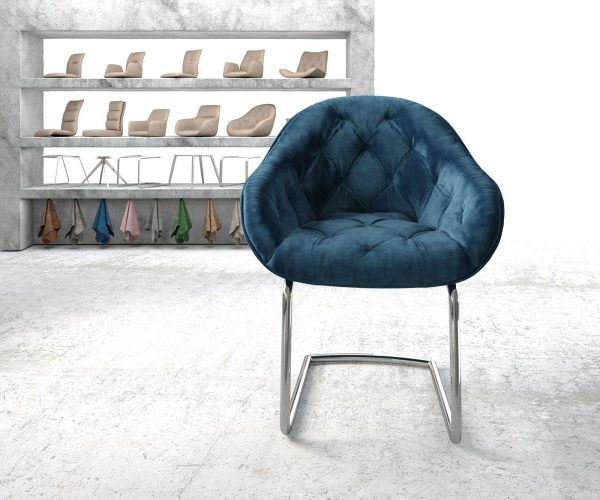 Křeslo Gaio-Flex Modrá Samet Cantilever Round chromované - Image 2