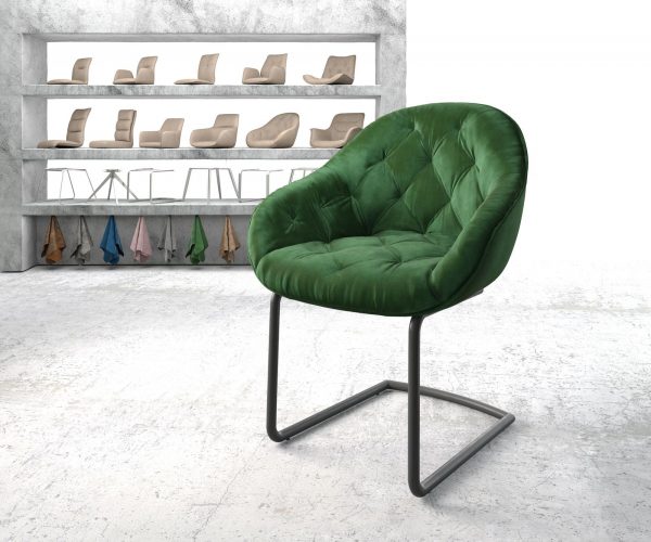 Křeslo Gaio-Flex Zelená Samet Cantilever Round Černá