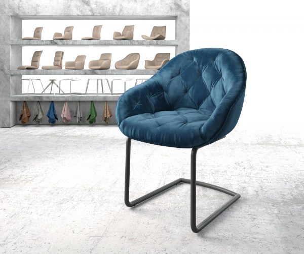 Křeslo Gaio-Flex Modrá Samet Cantilever Round Černá