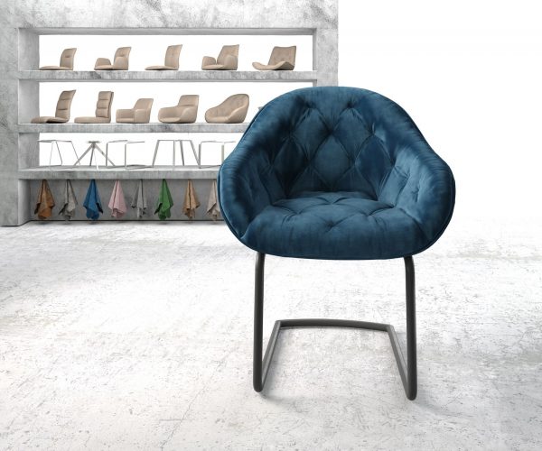 Křeslo Gaio-Flex Modrá Samet Cantilever Round Černá - Image 2