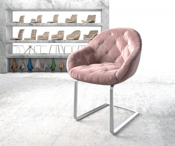 Křeslo Gaio-Flex Rosé Samet Cantilever Flat z nerezové oceli