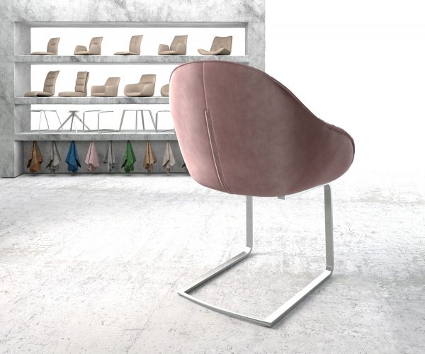 Křeslo Gaio-Flex Rosé Samet Cantilever Flat z nerezové oceli - Image 3