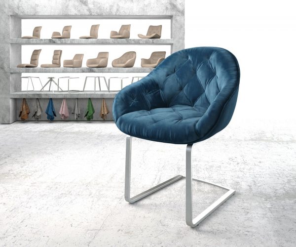 Křeslo Gaio-Flex Modrá Samet Cantilever Flat Nerezová Ocel