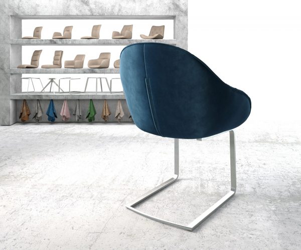Křeslo Gaio-Flex Modrá Samet Cantilever Flat Nerezová Ocel - Image 3