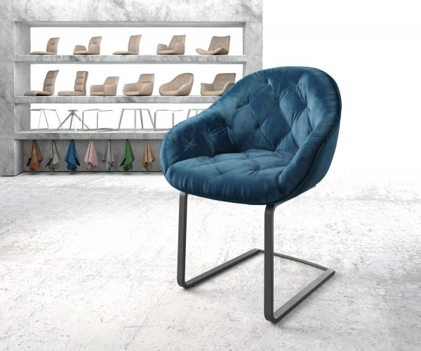Křeslo Gaio-Flex Modrá Samet Cantilever Flat Černá