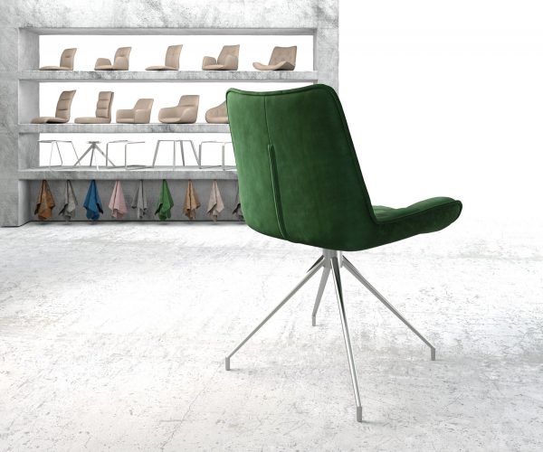 Otočná židle Taimi-Flex Velvet Green Křížový rám kuželový nerezový 180° otočný - Image 3