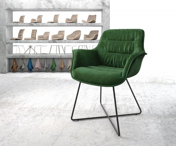 Jídelní židle Kaira-Flex Velvet Green X-frame Black