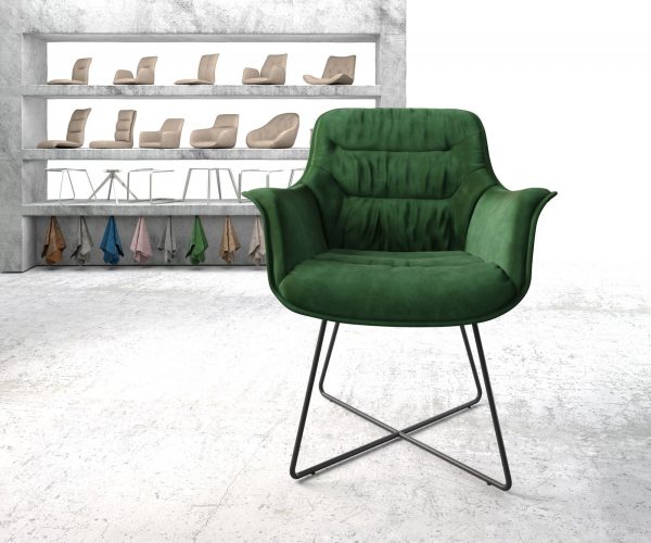 Jídelní židle Kaira-Flex Velvet Green X-frame Black - Image 2