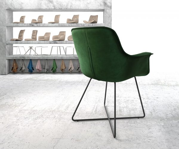 Jídelní židle Kaira-Flex Velvet Green X-frame Black - Image 3