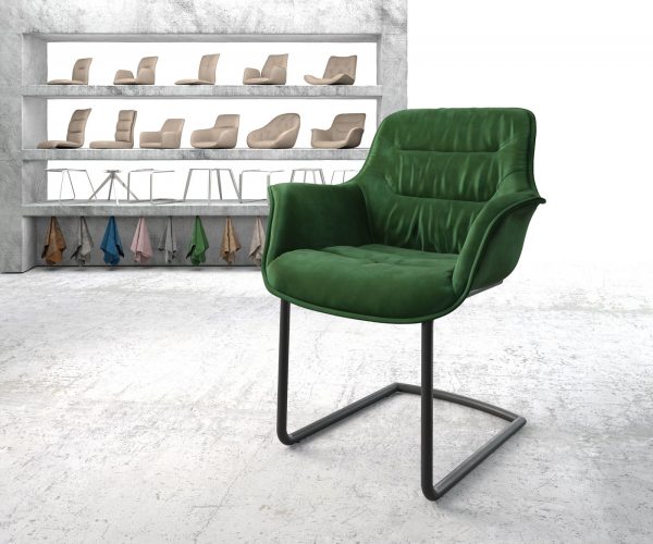 Otočná židle Kaira-Flex Velvet Green Cantilever Round Black