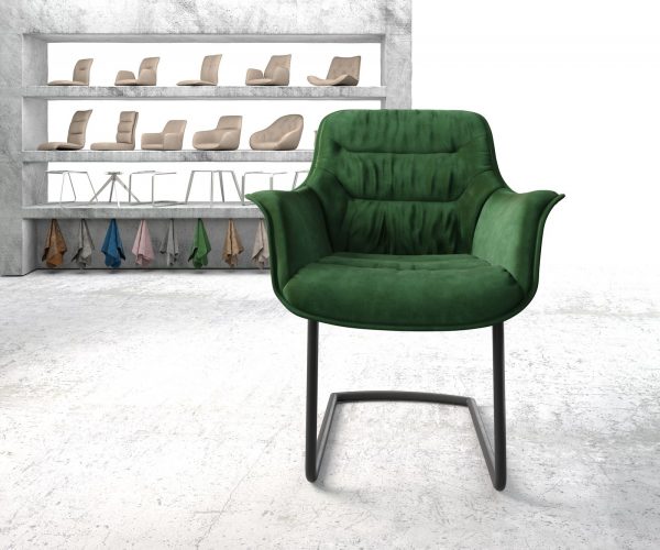 Otočná židle Kaira-Flex Velvet Green Cantilever Round Black - Image 2