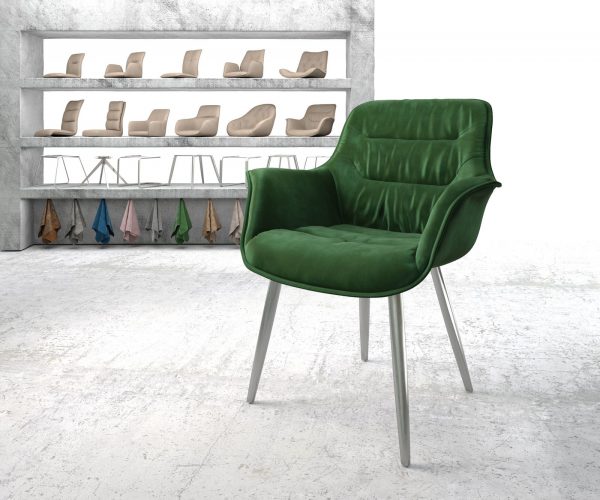 Jídelní židle Kaira-Flex Velvet Green 4-nohá kónická nerezová ocel