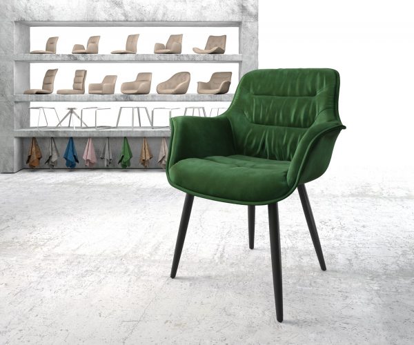 Jídelní židle Kaira-Flex Velvet Green 4-nohá kónická černá