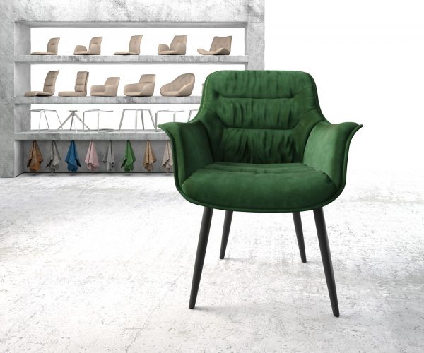 Jídelní židle Kaira-Flex Velvet Green 4-nohá kónická černá - Image 2