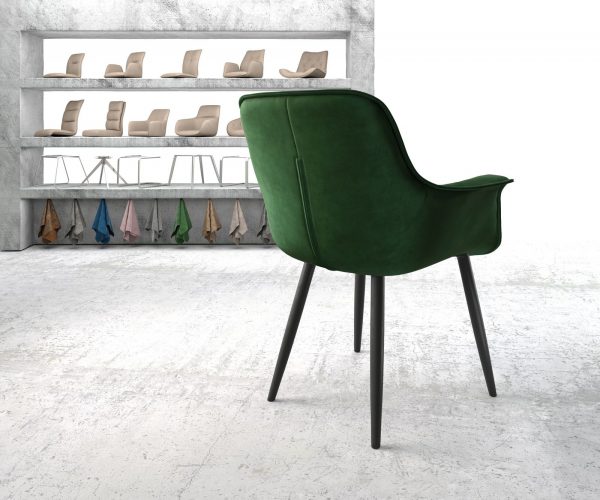 Jídelní židle Kaira-Flex Velvet Green 4-nohá kónická černá - Image 3