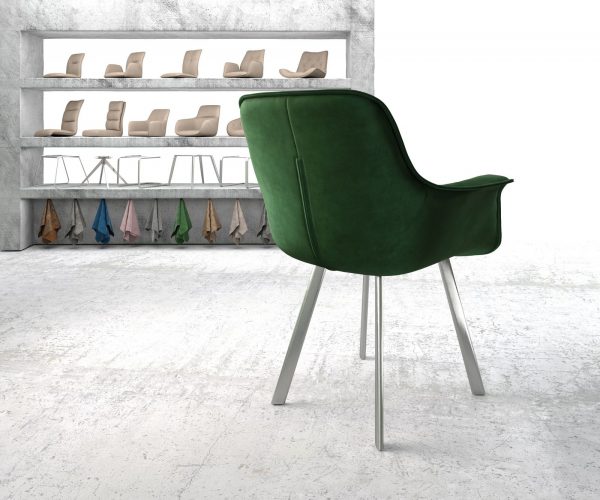 Jídelní židle Kaira-Flex Velvet Green čtyřnohá oválná nerezová ocel - Image 3