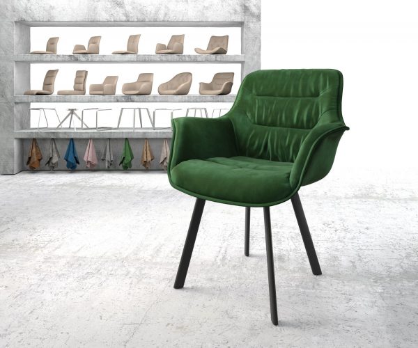 Jídelní židle Kaira-Flex Velvet Green 4-nohá oválná černá