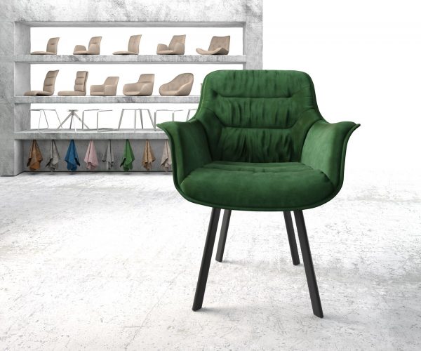 Jídelní židle Kaira-Flex Velvet Green 4-nohá oválná černá - Image 2